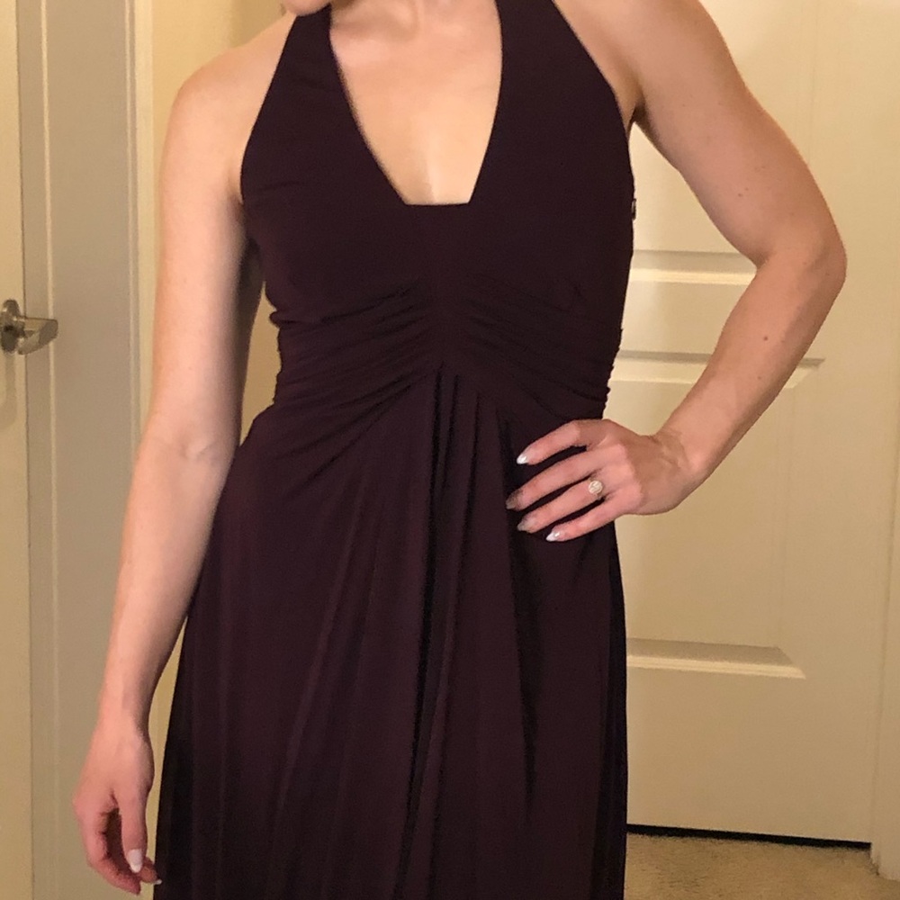 Burgundy Knee Length Dress